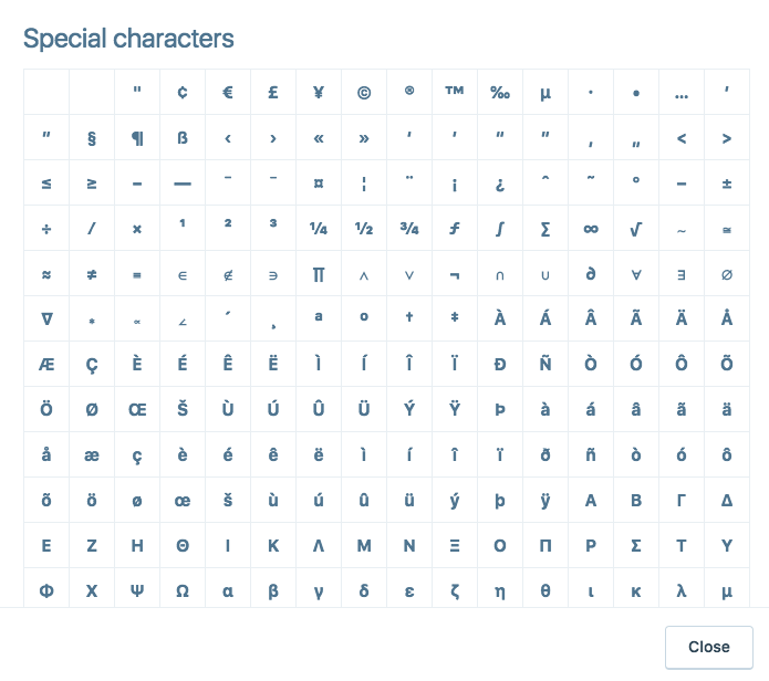 image of special characters