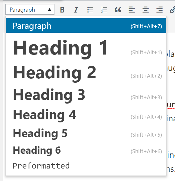 Text styles in the Classic Editor