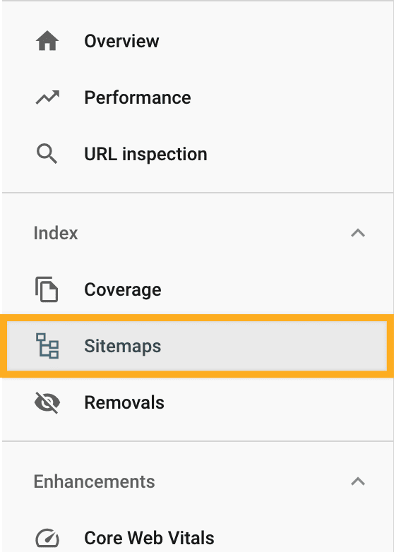 the Google Webmaster tools menu with a box drawn around Sitemaps.