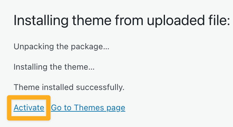 The activate button is highlighted.