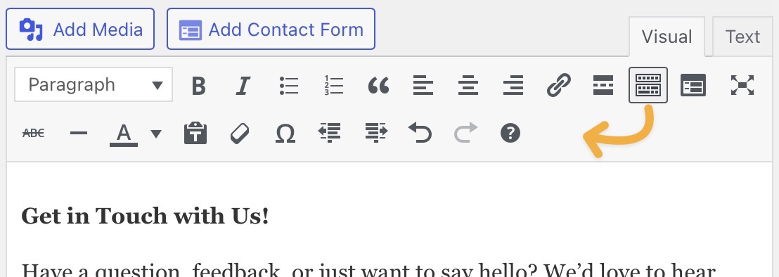 An arrow from the Toolbar Toggle icon to the second row of editing icons.