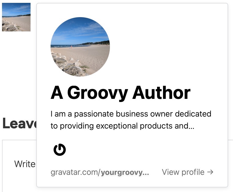 Hovering over an avatar to view someone's Gravatar details.