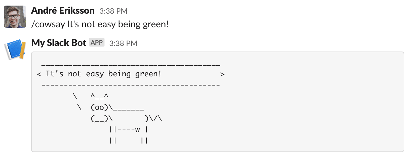 Slack bot Slack Cowsay