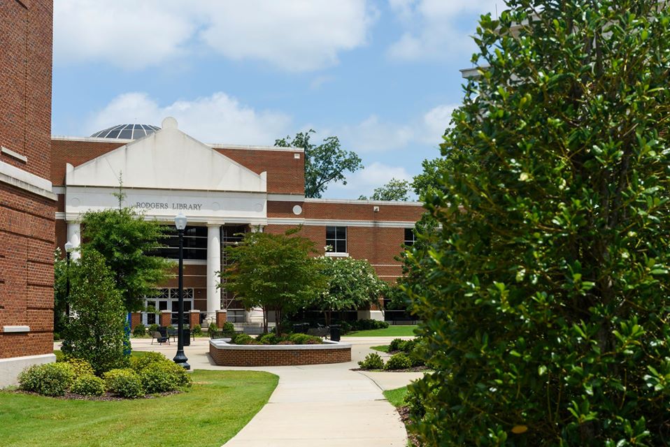 Rodgers Science and Engineering Library on a clear day.