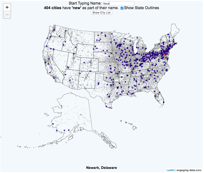 US City Name Map