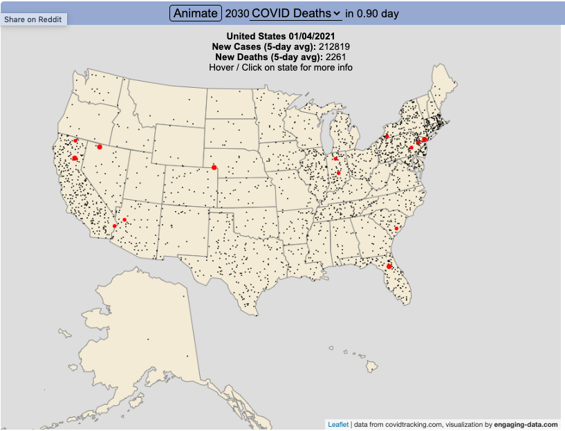 Animating of US coronavirus cases and deaths