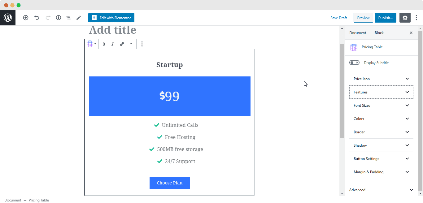 EB Pricing Table 2 EB Pricing Table