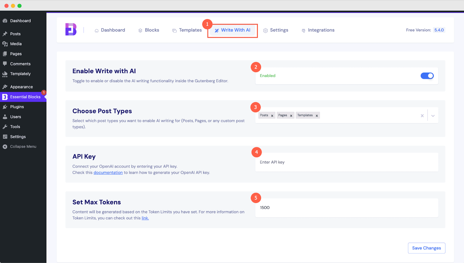 How to Configure Essential Blocks Write With AI Feature & Create Content For Posts/Pages? 1 Configure Essential Blocks Write With AI Feature