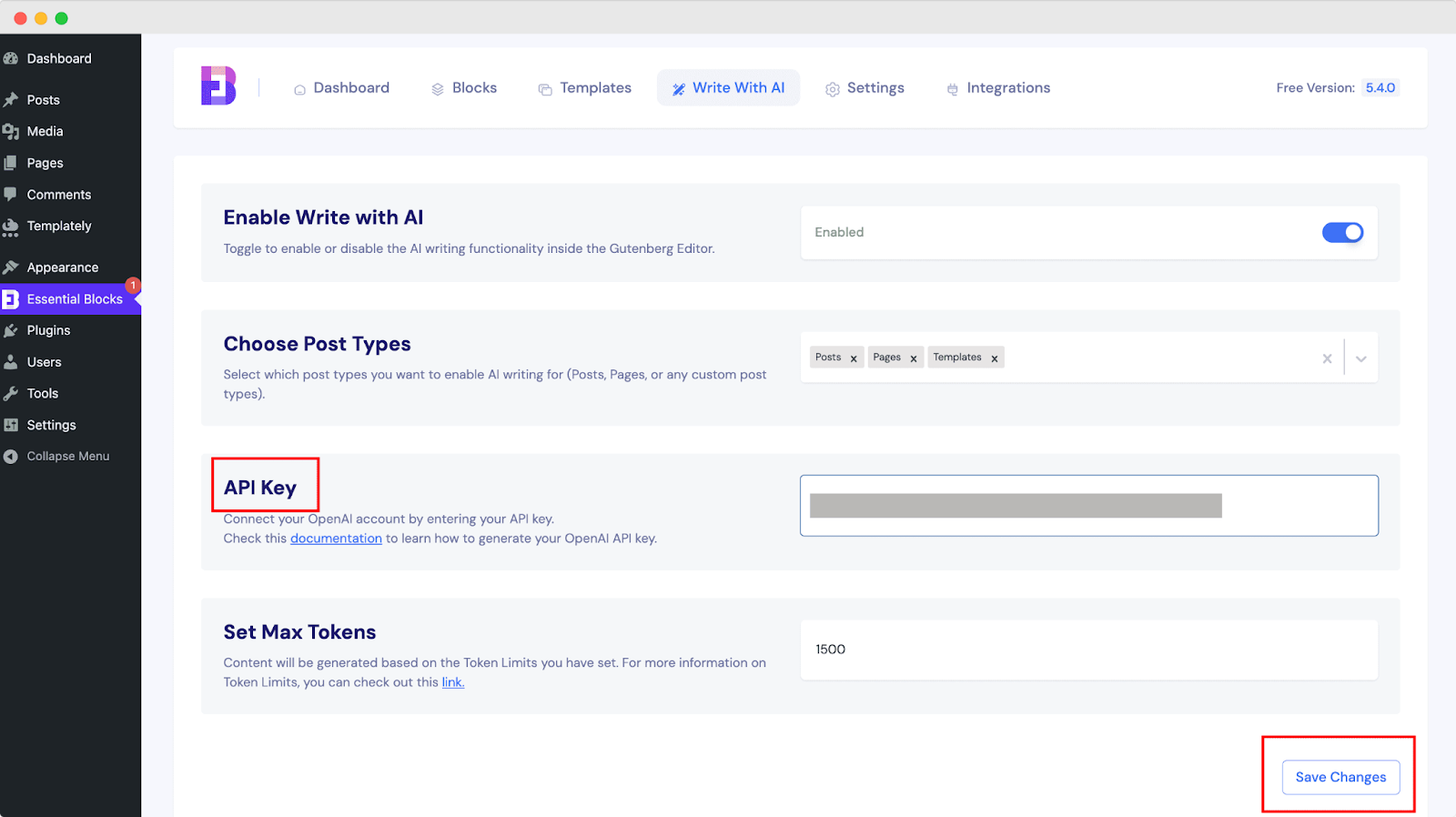 How to Configure Essential Blocks Write With AI Feature & Create Content For Posts/Pages? 3 Configure Essential Blocks Write With AI Feature
