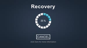 Blue Data Recovery Screen Showing 25% Recovered Blue Data Recovery Screen Showing 25% Recovered