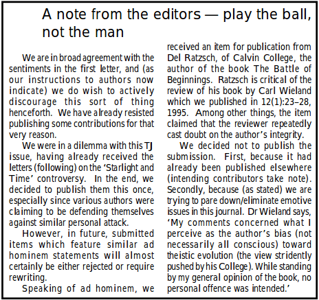 A note from the editors — play the ball, not the man A note from the editors — play the ball, not the man