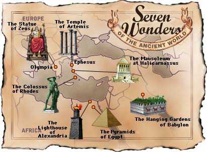 Map of the original Seven Wonders of the World Map of the original Seven Wonders of the World