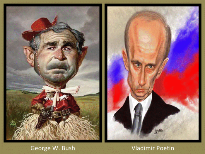 George W Bush and Vladimir Poetin
