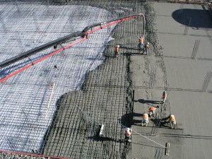 pouring concrete