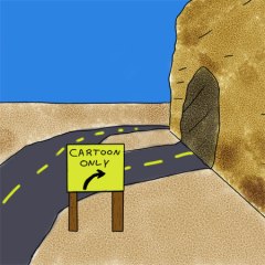 Cartoon shortcut. Normal cars, of course, had to go the long way.