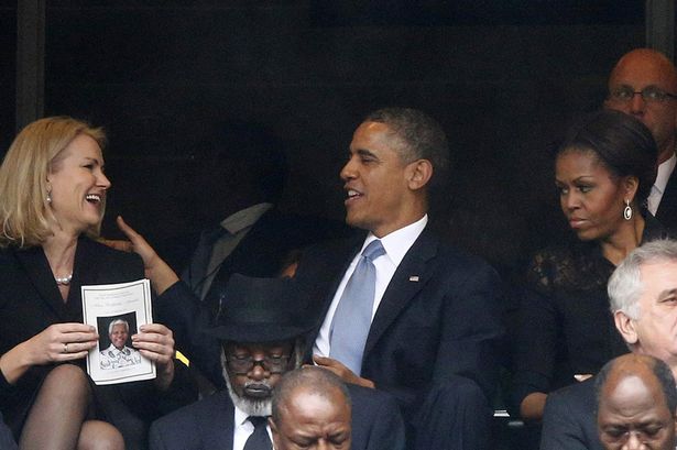 Obama and Helle touchy feely time
