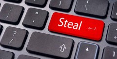 steal concepts or digital piracy, with message on enter key of keyboard.