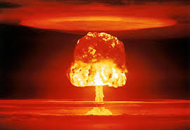 beer next to an atomic bomb blast