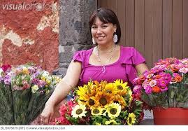 woman selling flowers