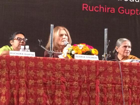 Gloria Steinem spoke at the India International Center in January to launch her book tour (photo credit: Ileana Jiménez, Feminist Teacher).
