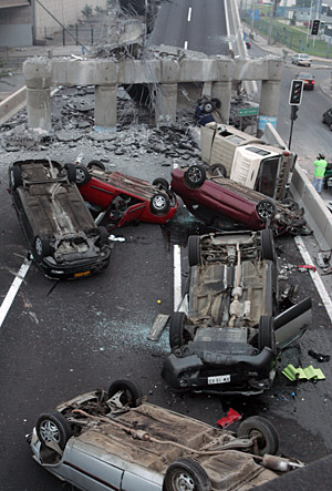 Highway destroyed in Chile AP