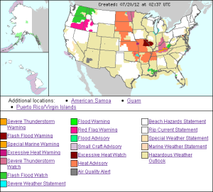 US weather hazmap july 20