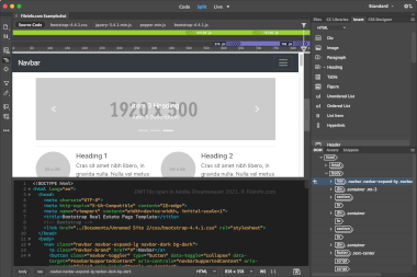 DWT File Screenshot Screenshot of a .dwt file in Adobe Dreamweaver 2021