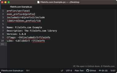 PC File Screenshot Screenshot of a .pc file in GitHub Atom