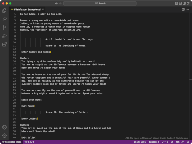 SPL File Screenshot Screenshot of a .spl file in Microsoft Visual Studio Code