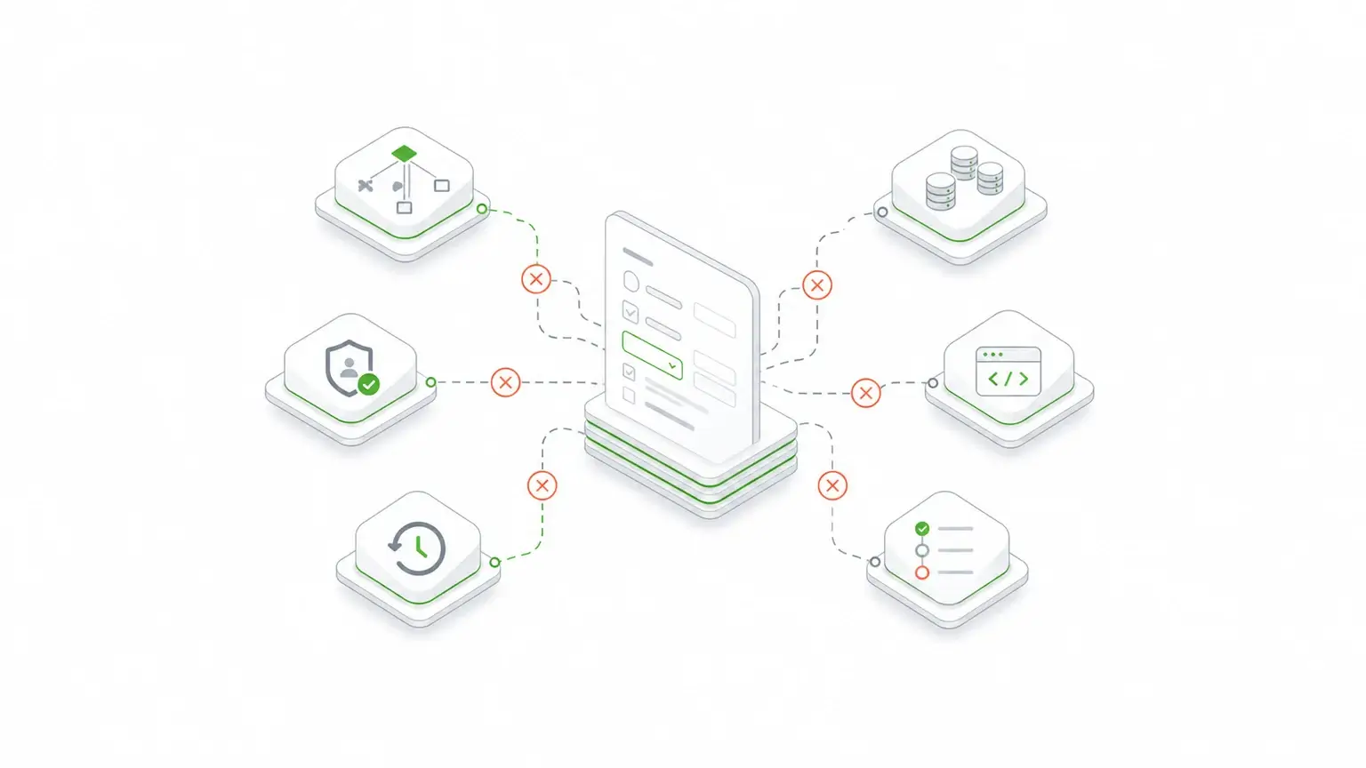 Generated form code splitting into disconnected validation submission permission and revision paths