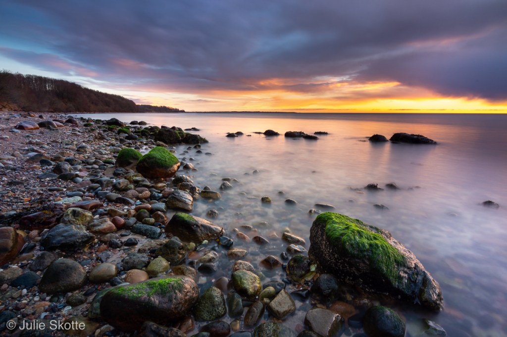 Sunrise at low tide at Tormaj beach, Haderslev, Denmark