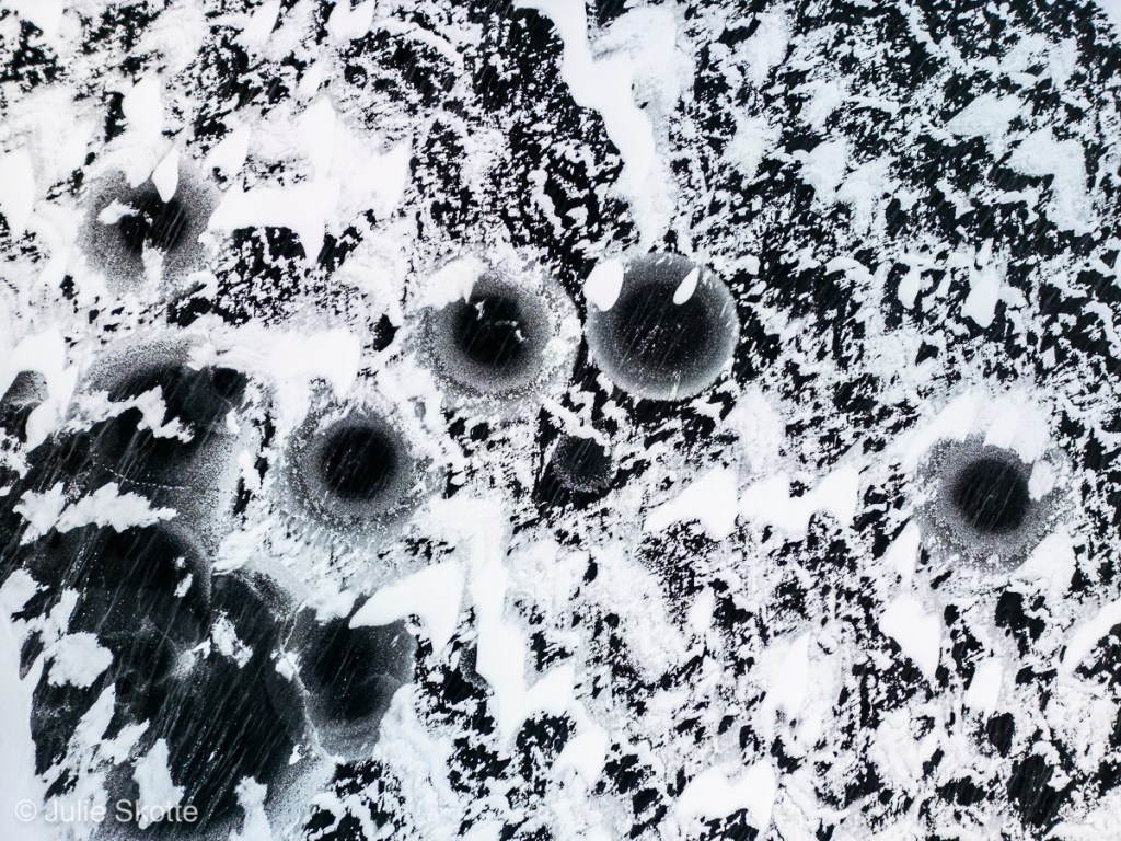 Patterns of ice and snow on Farum Lake, Denmark.