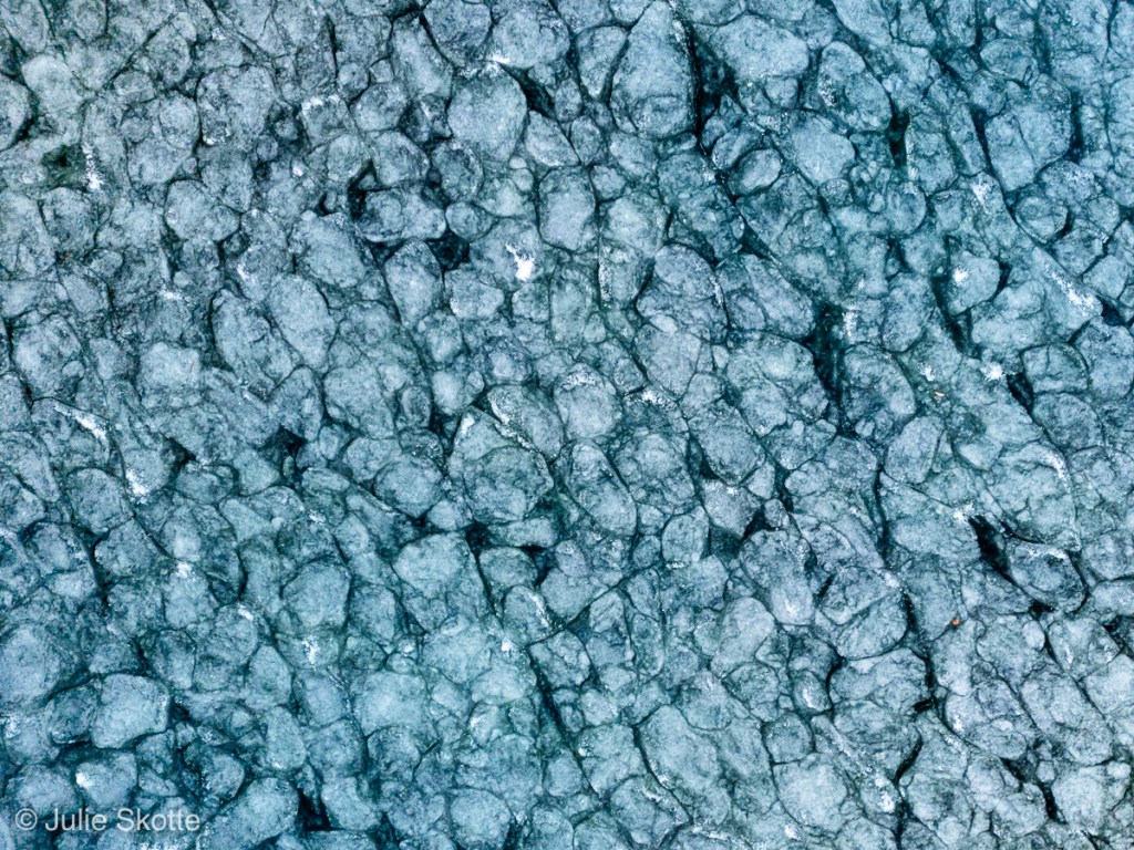 Pack ice on Farum lake as it freezes over.