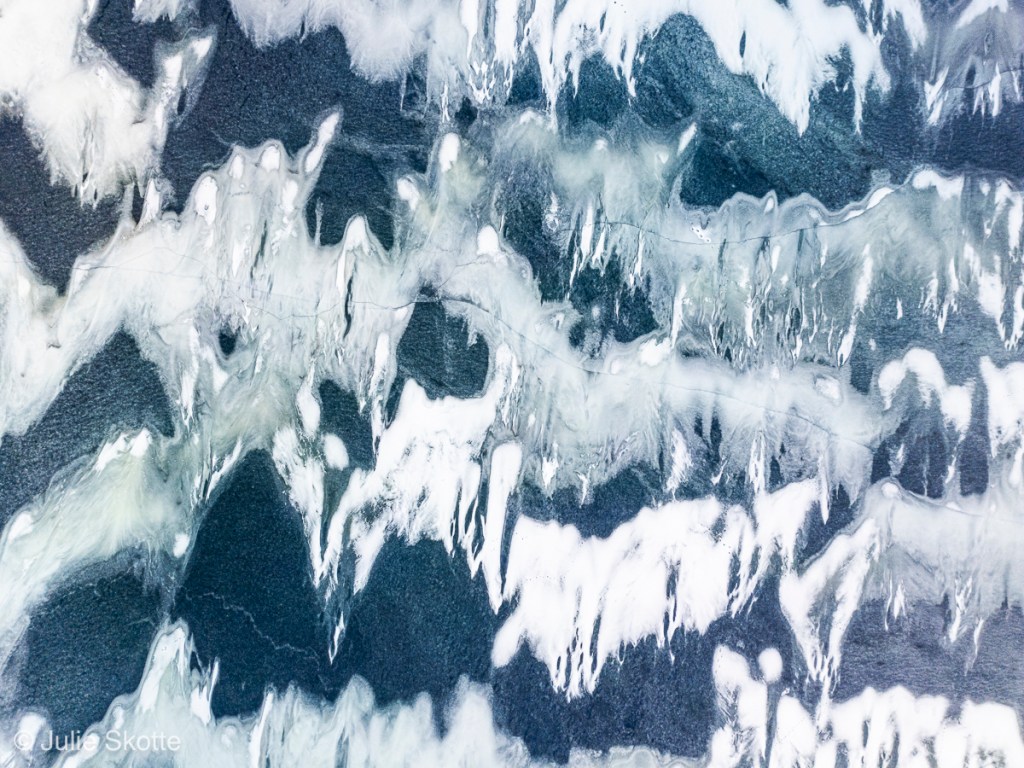Patterns of ice and snow on Farum Lake, Denmark.