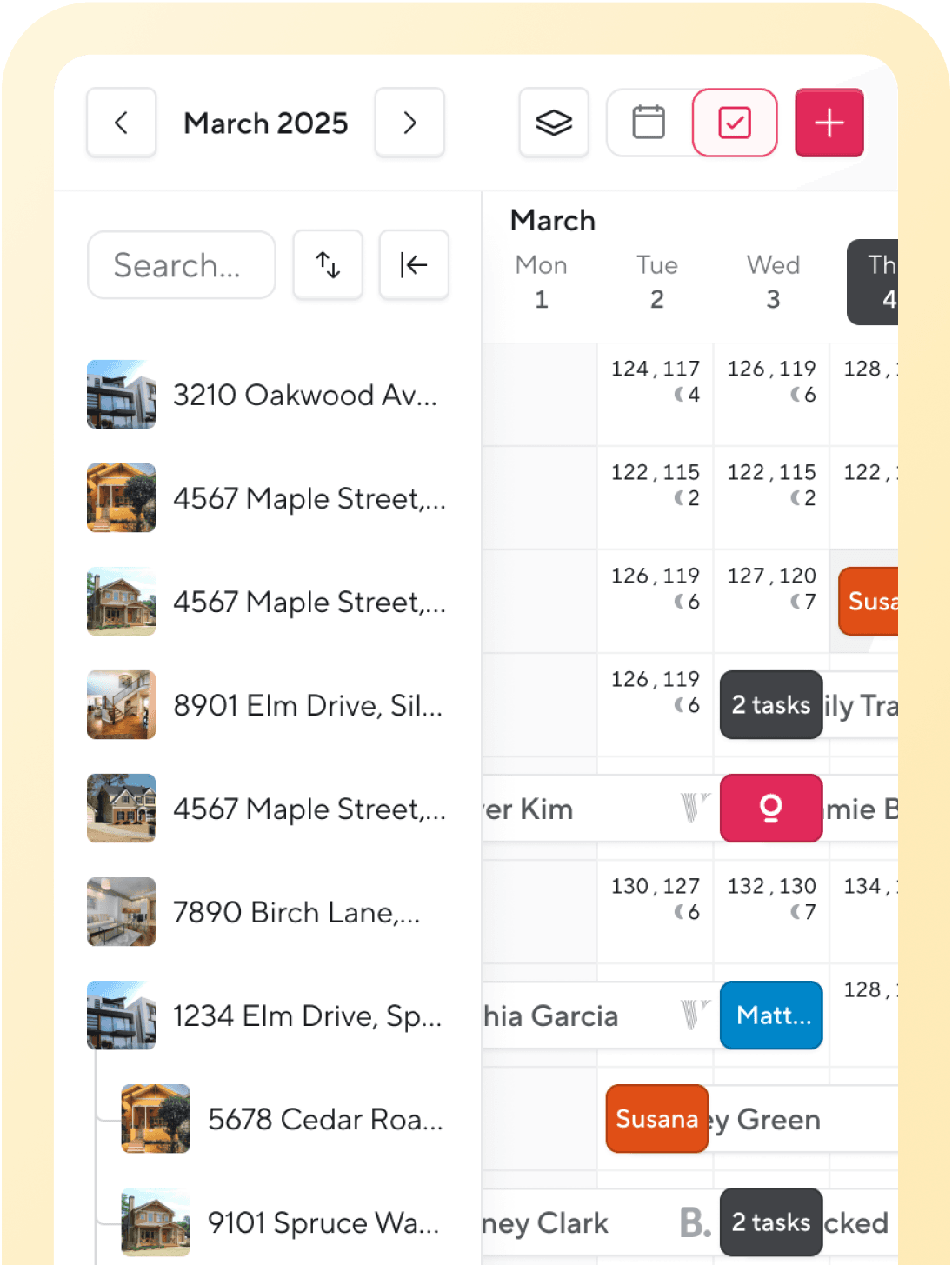 Task calendar and history