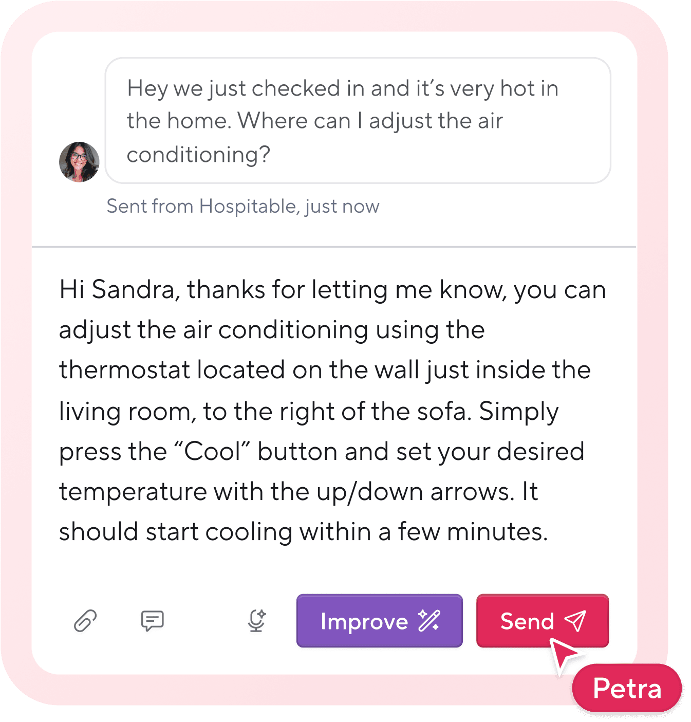 One-click draft replies to guest questions