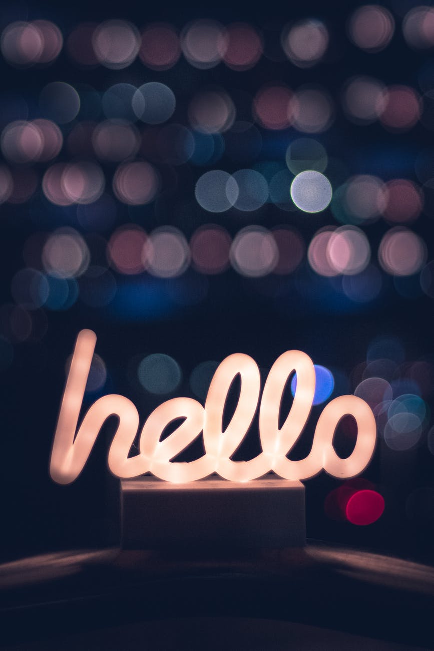 white hello led signage