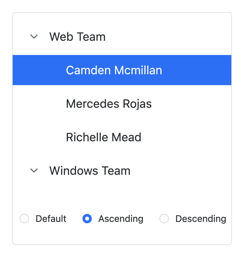 JavaScript Tree View Sorting tree nodes.