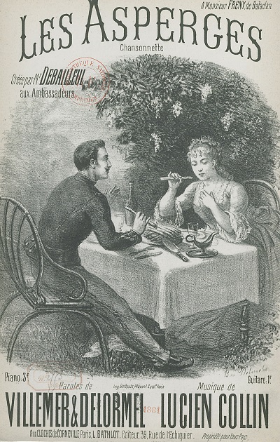 Illustration de la chansonnette intitulée "Les asperges"