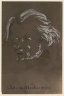 Adam Mickiewitz [i.e. Mickiewicz] : caricature, esquisse d'une tête de trois quarts, à gauche <br> Nadar (1820-1910). 185.
