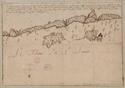 Demonstration d'une Partye de la Coste du Sud du fleuve St Laurent en Canada <br>Chamot. 1668