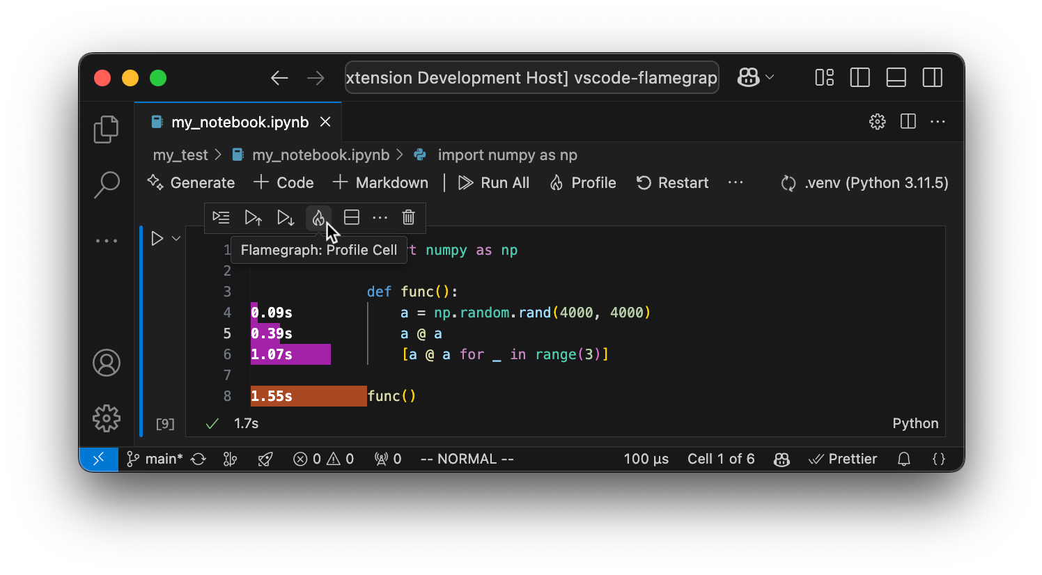Profile jupyter notebook