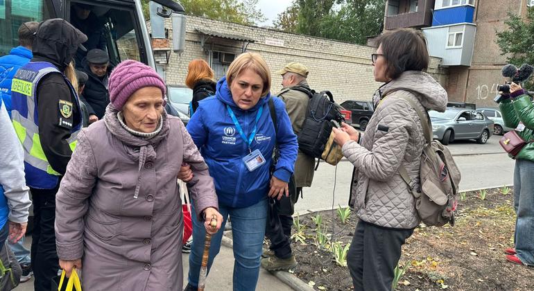 Desplazados por la violencia en Ucrania.