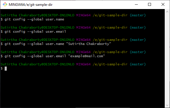 Git Bash User Setup