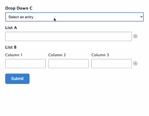 dynamically populate lists
