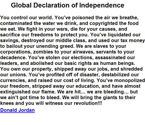 Global Declaration Of Independence Donald Jordan