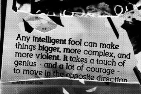 Any Intelligent Fool Can Make Things Bigger More Complex And More Violent It Takes A Touch Of Genius And A Lot Of Courage To Move In The Opposite Direction Albert Einstein