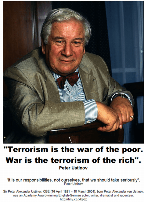 Terrorism Is The War Of The Poor War Is The Terrorism Of The Rich Peter Ustinov It Is Our Responsibilities Not Ourselves That We Should Take Seriously