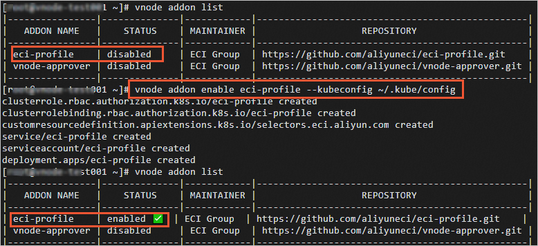 addon enable