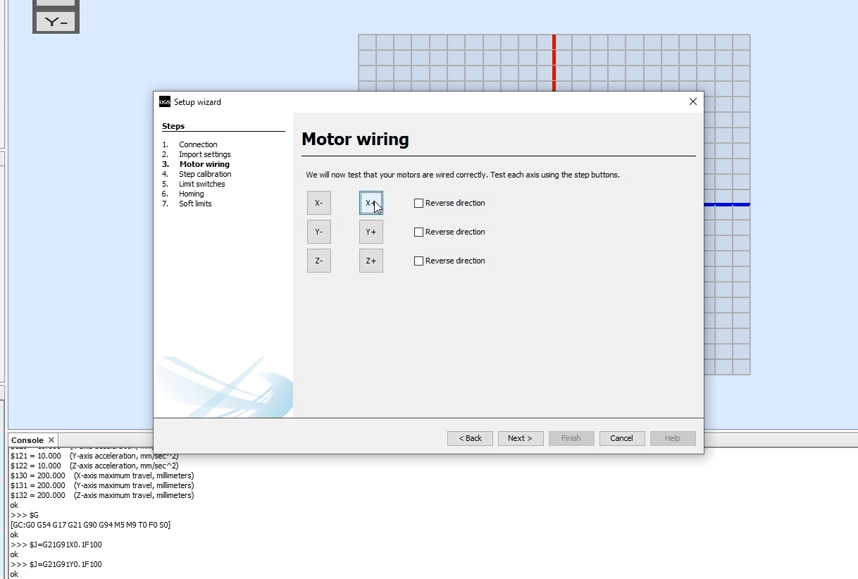 Setting the rotation direction of the motors